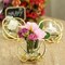3 Gold 3-Inch Geometric Metal VOTIVE CANDLE HOLDERS Flower Vases Party Supplies